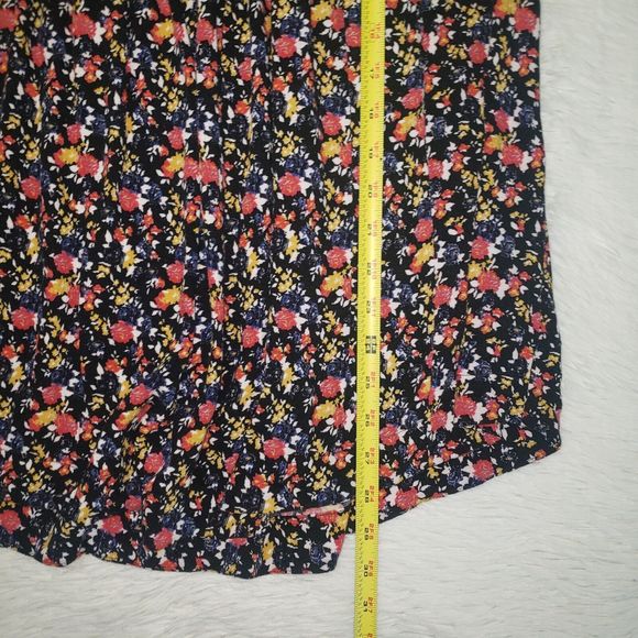 Free People Sz S Boho Multicolored Floral Henley Blouse Long Sleeve Flowy Top - Picture 9 of 9